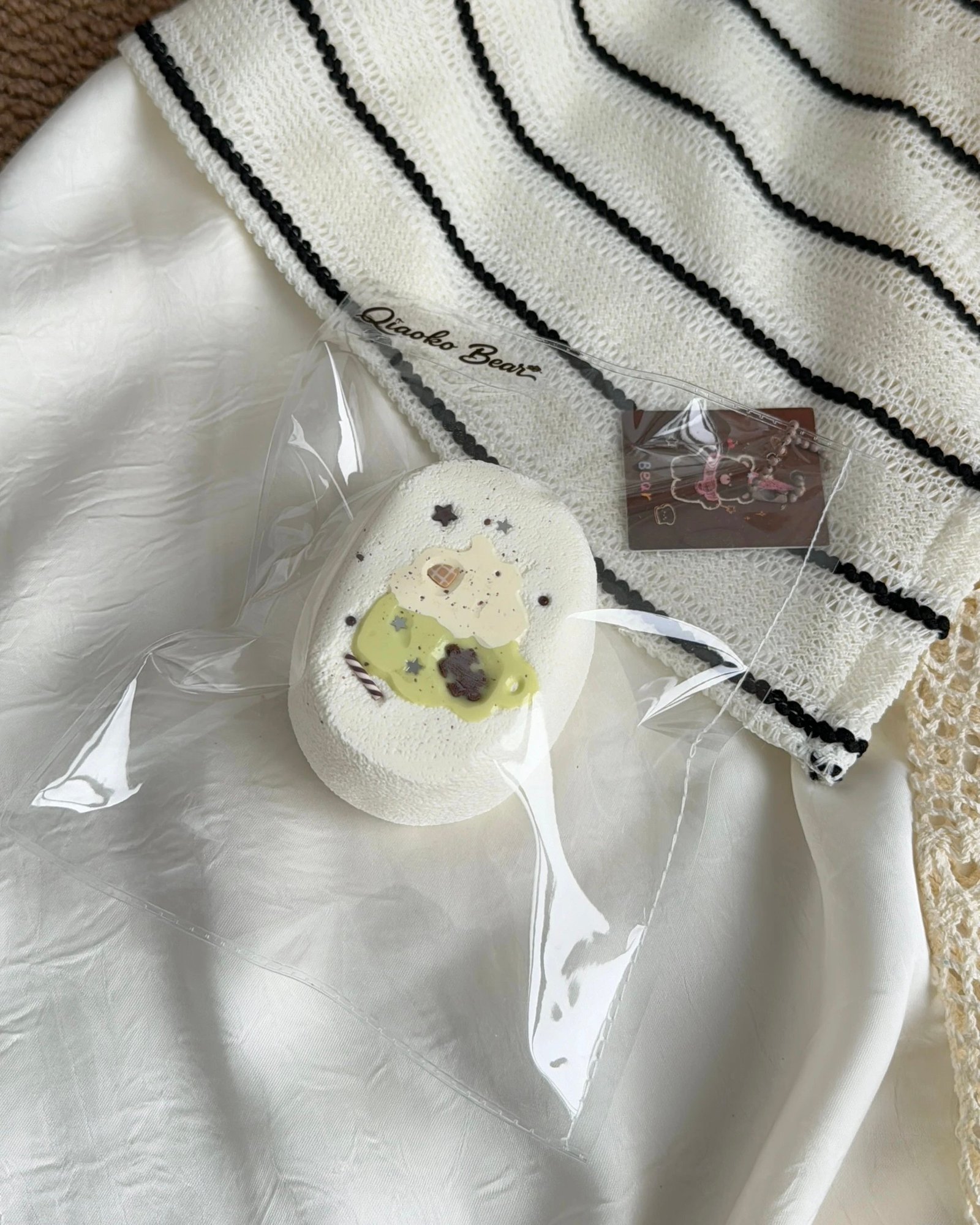 45015 Choco Bear Matcha Cream Cup Senbei (Dry Glutinous Rice Clay Texture Series) / 巧可熊捏捏 抹茶奶油杯仙贝(干糯泥触感系列)