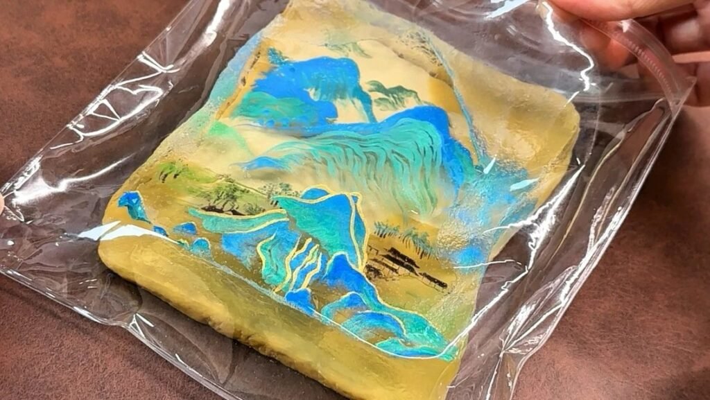 16021 Huabi Shanyao A Thousand Li of Rivers and Mountains Hand-Painted Squishy (Water Texture Series) / 花臂山药 千里江山图手绘捏捏（水感触感系列）
