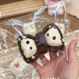 23008 Zzz Chocolate Polka Dot Bow (Sticky Rice Cake Clay Texture Series) / 转转捏 チョコレート水玉リボン (もちクレイ触感シリーズ)