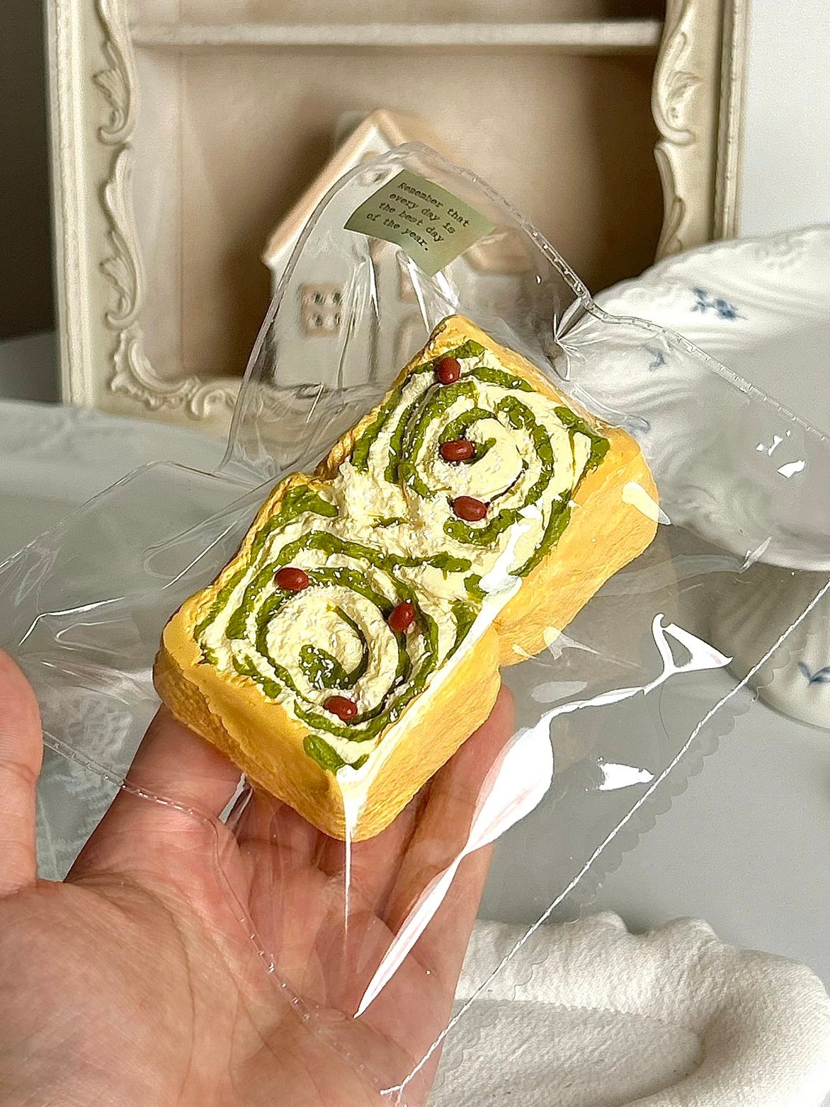 7000 Good Mood Chef Matcha Red Bean Toast Duo (Cream Clay Texture Series) / Good Mood Chef 抹茶あずきトースト2個セット (クリームクレイ触感シリーズ)