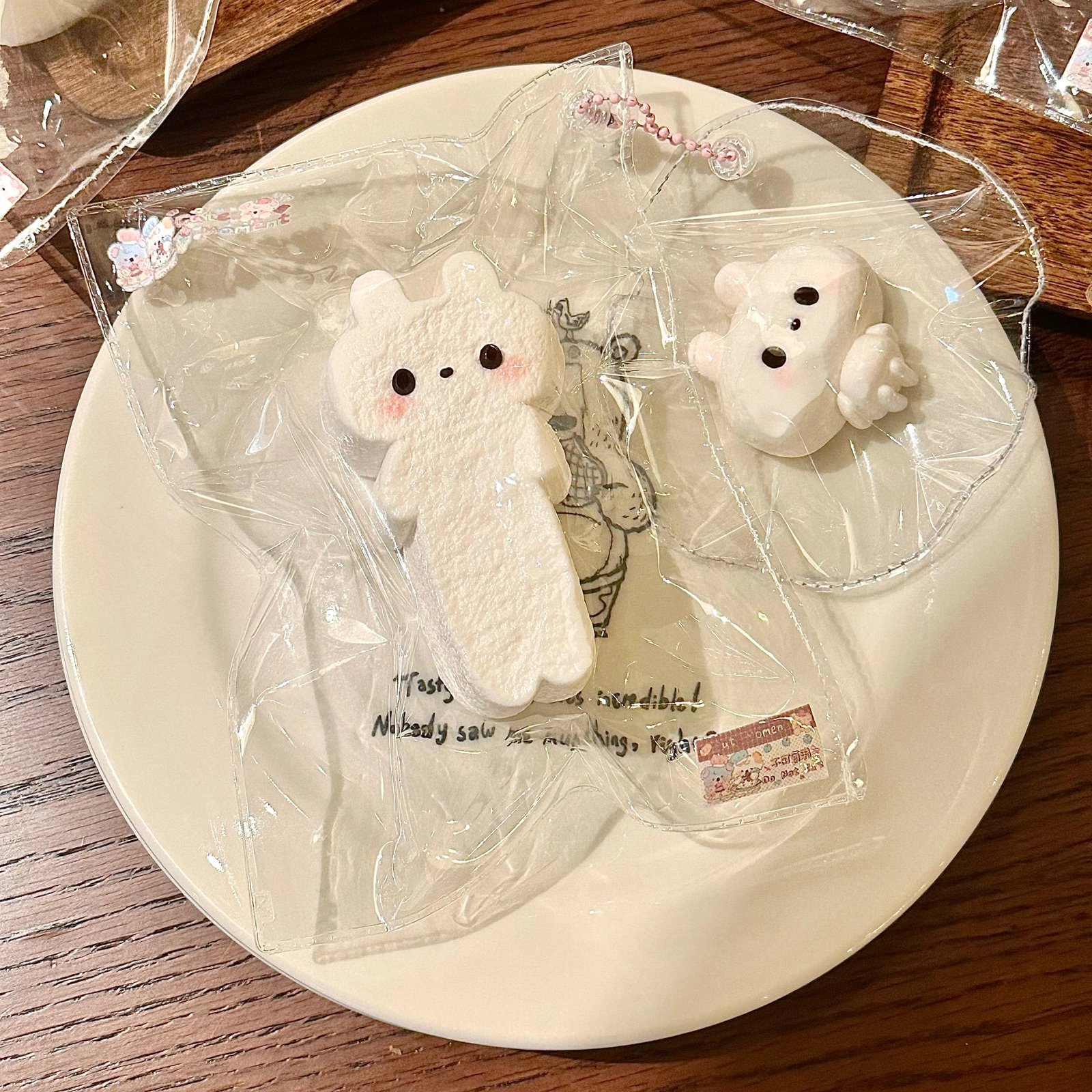 164022 CuteMoment White Bunny Bar Mother-and-Child Bag (Dry Cream Clay Texture Series) / CuteMoment 白兔条子母包(干奶油触感系列)