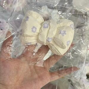 149012 DuozaiNN Wisteria Purple Floral Bow (Cocoa Sticky Clay Texture Series) / 多仔捏捏 藤萝紫碎花蝴蝶结 (可可黏糊泥触感系列)