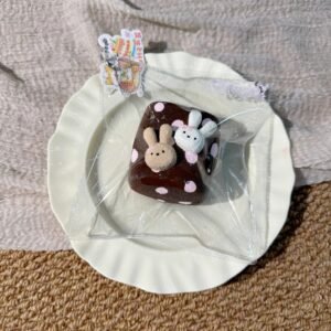 168004 Niannian Nienie Bunny Polka Dot Marshmallow (Sticky Clay Texture Series) / 年年的捏捏 兔子波点棉花糖(黏糊泥触感系列)