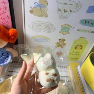 165003 Nice Mitu You Pink Coffee Ice Cream Kitty Head Double Set (Soft Cream Clay Texture Series) / 奶思米兔鱿 粉咖冰淇淋猫猫头二连(绵奶油触感系列)