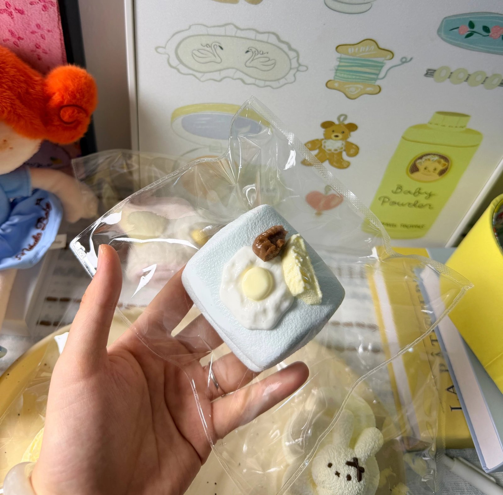 165006 Nice Mitu You Fried Egg Double-Layer Marshmallow (Cheese Clay Texture Series) / 奶思米兔鱿 荷包蛋双层棉花糖(奶酪泥触感系列)