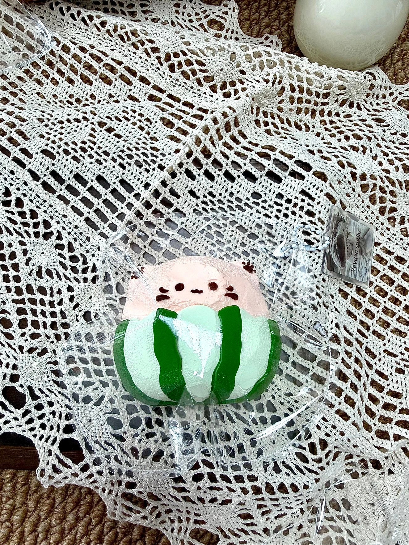 160004 Nohara Nienie Watermelon Kitty (Baked Cheese Clay Texture Series) / 野原捏一捏 西瓜猫猫 (烤奶酪烤箱版触感系列)