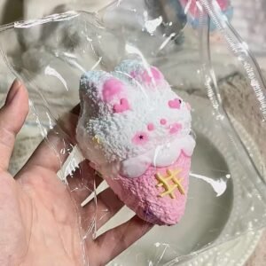 82059 Pipi Bear Bunny Ice Cream Cone White Pink (Yogurt Clay Texture Series) / Pipi熊 兔兔甜筒 白粉(酸奶泥)