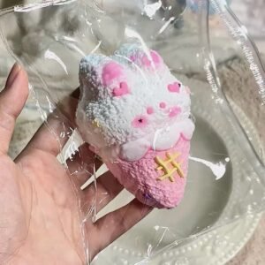 82060 Pipi Bear Bunny Ice Cream Cone White Pink (Glutinous Rice Cake Clay Texture Series) / Pipi熊 兔兔甜筒 白粉(糍粑泥)