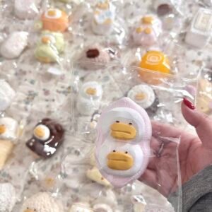 120007 Teddybear Pink Pea Duck (Glutinous Cream Texture Series) / Teddybear ピンクえんどう豆アヒル (もちクリーム触感シリーズ)