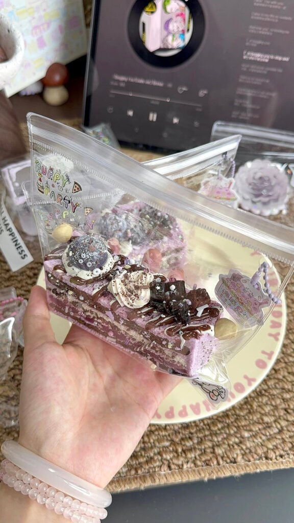 327018 Puppy Party Blueberry Chocolate Cake Bar (Glutinous Rice Clay Texture Series) / 狗派日记 ブルーベリーチョコケーキバー (もち米クレイ触感シリーズ)