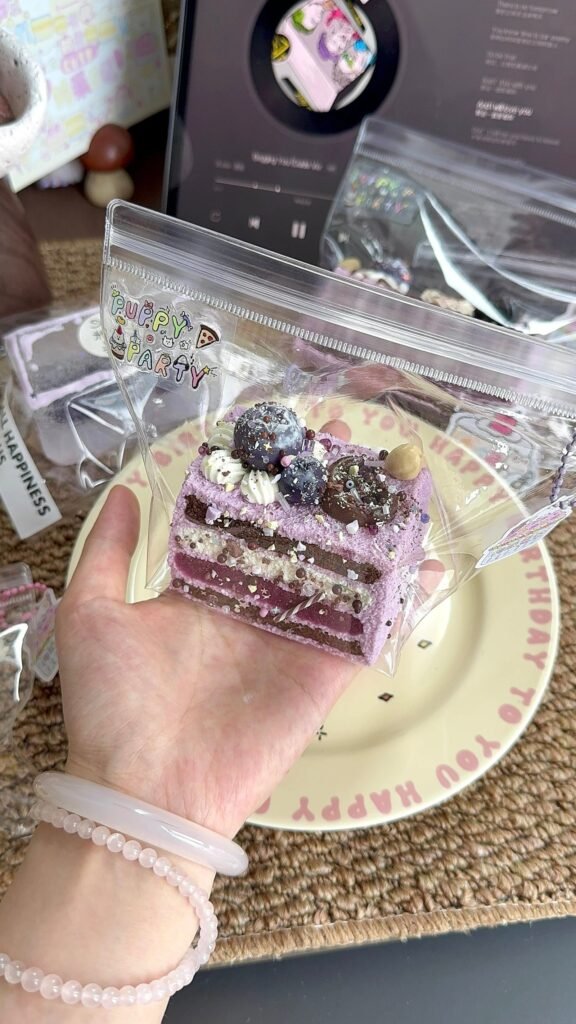 327019 Puppy Party Blueberry Chocolate Cake (Glutinous Rice Clay Texture Series) / 狗派日记 ブルーベリーチョコケーキ (もち米クレイ触感シリーズ)