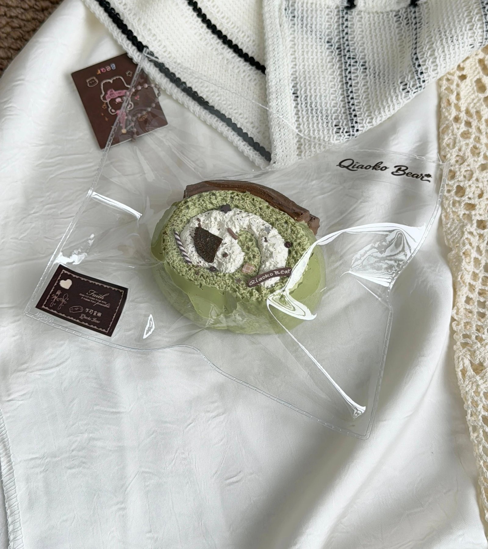 45018 Choco Bear Matcha Cake Roll (Light Yogurt Texture Series) / 巧可熊捏捏 抹茶蛋糕卷(轻酸奶触感系列)