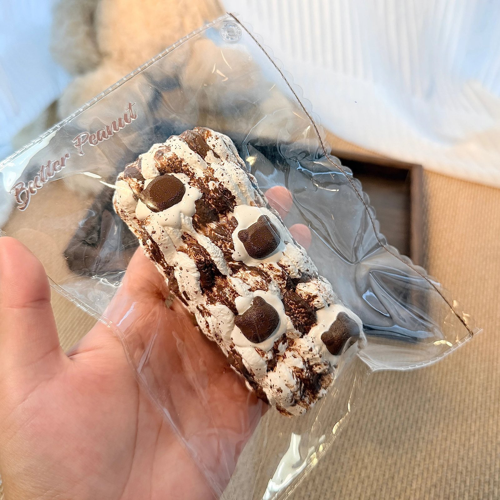 195023 Cream Peanut Kitten Head Noodle Cookie (Dry Cheese Clay Texture Series) / 奶油花生 子猫フェイスヌードルクッキー(ドライチーズクレイ触感シリーズ)