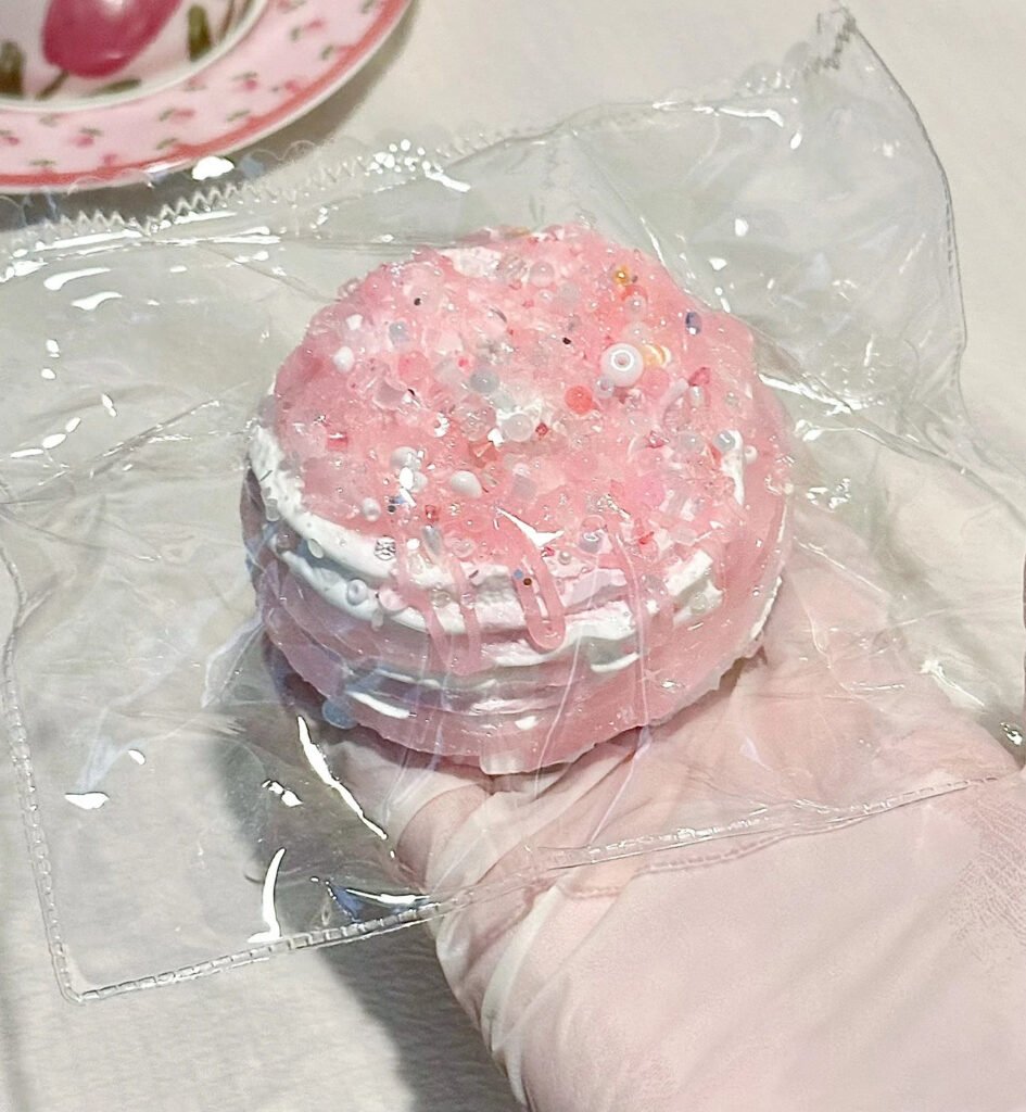 344002 Five Cats Squishy Pink Drizzle Single Cookie / 五只猫捏捏 ピンクソースシングルクッキー