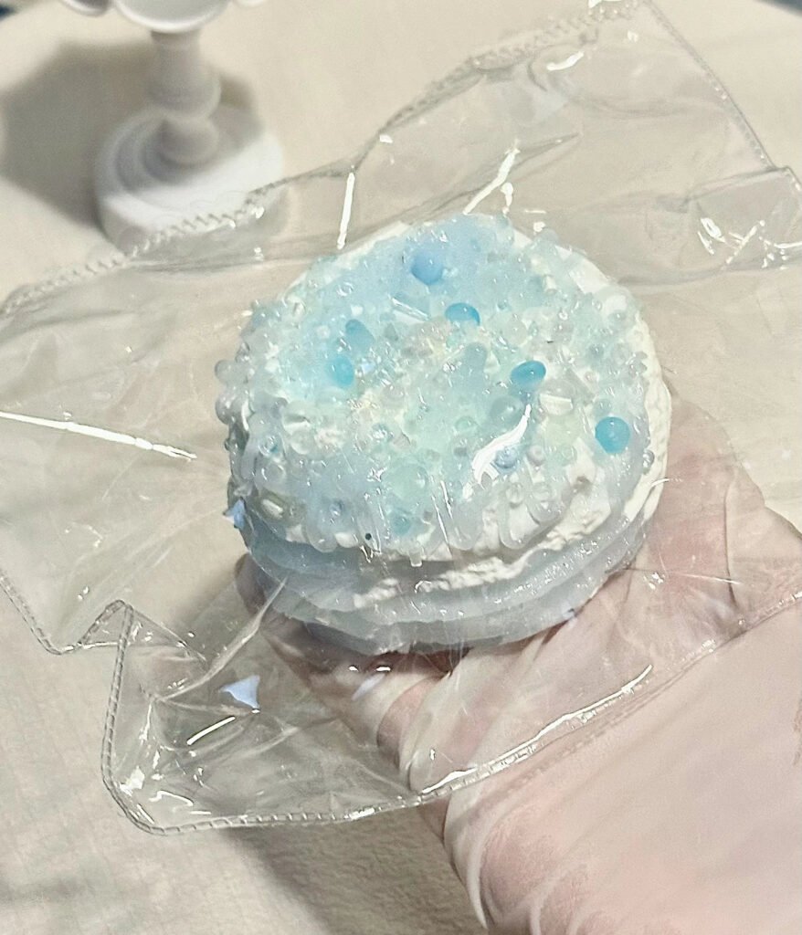 344013 Five Cats Squishy Icy Blue Drizzle Single Cookie / 五只猫捏捏 アイスブルーソースシングルクッキー
