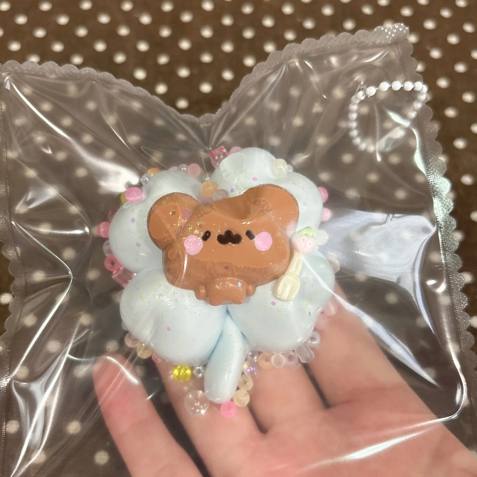 336042 Good Cat Morning Bear Four-Leaf Clover (Cream Paste Clay Texture Series) / 咕德猫宁捏 くまの四つ葉クローバー (クリームペーストクレイ触感シリーズ)