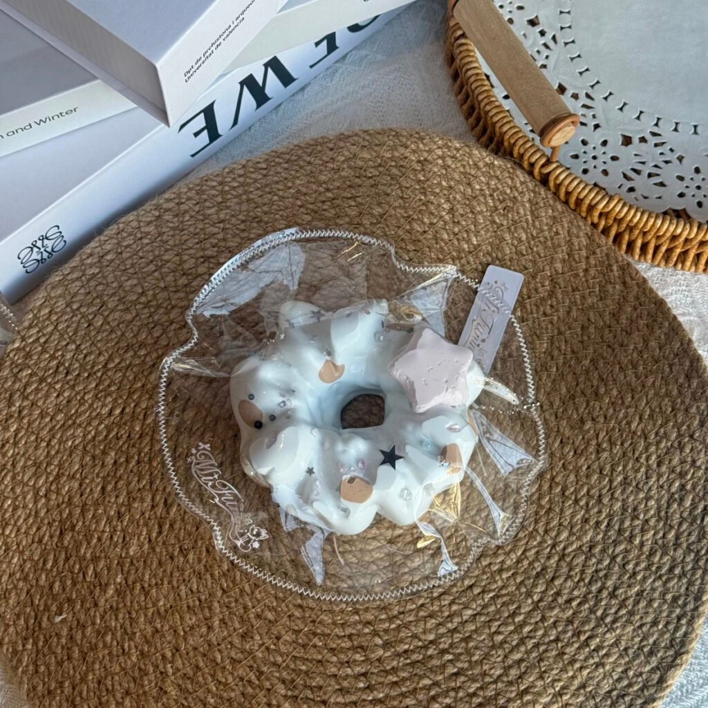 271021 Mifu Nini Blue Coffee Polka Dot Scrunchie (Cloud Cream Texture Series) / 米浮泥泥 蓝咖波点发圈(云奶油触感系列)