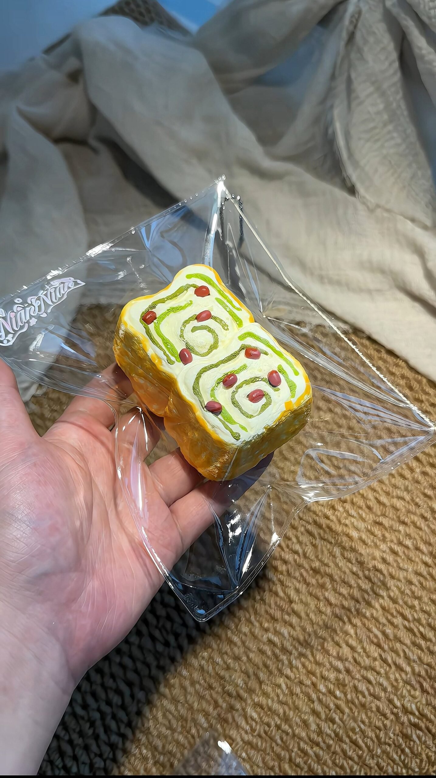 168026 Niannian Nienie Matcha Bear Mille-Feuille Toast (Cotton Clay Texture Series) / 年年的捏捏 抹茶ベアミルフィーユトースト(コットンクレイ触感シリーズ)