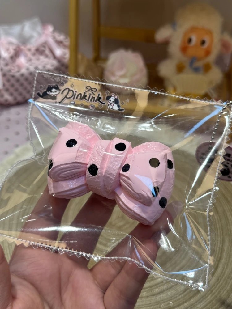 436020 Pinkink Medium Polka Dot Bow (Dry Cheese Clay Texture Series) / 粉墨捏捏 波点蝴蝶结中号(干奶酪触感系列)