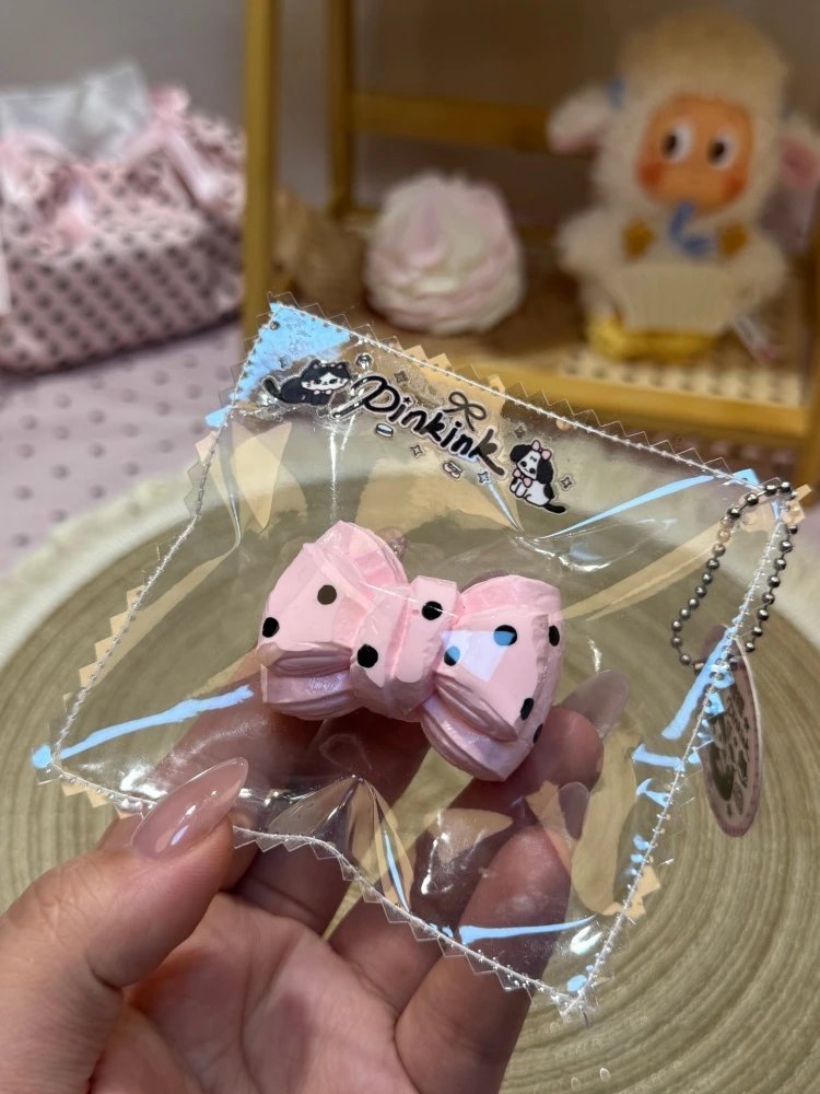 436021 Pinkink Small Polka Dot Bow (Dry Cheese Clay Texture Series) / 粉墨捏捏 波点蝴蝶结小号(干奶酪触感系列)