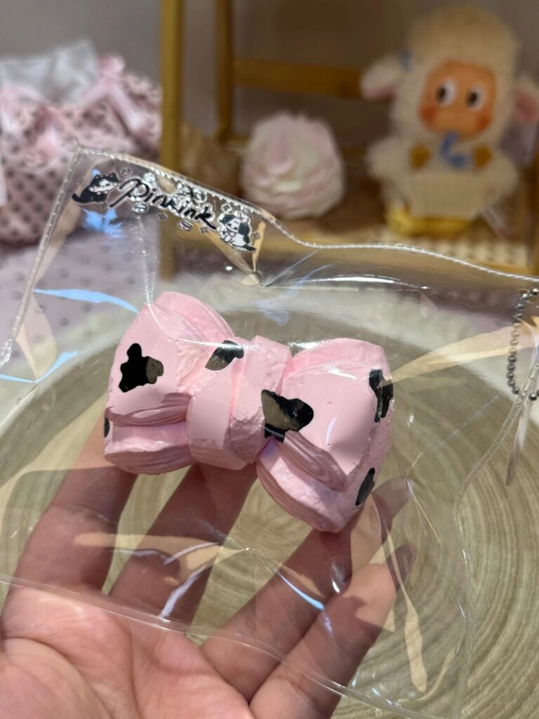 436024 Pinkink Medium Cow-Pattern Bow (Dry Cheese Clay Texture Series) / 粉墨捏捏 奶牛纹蝴蝶结中号(干奶酪触感系列)