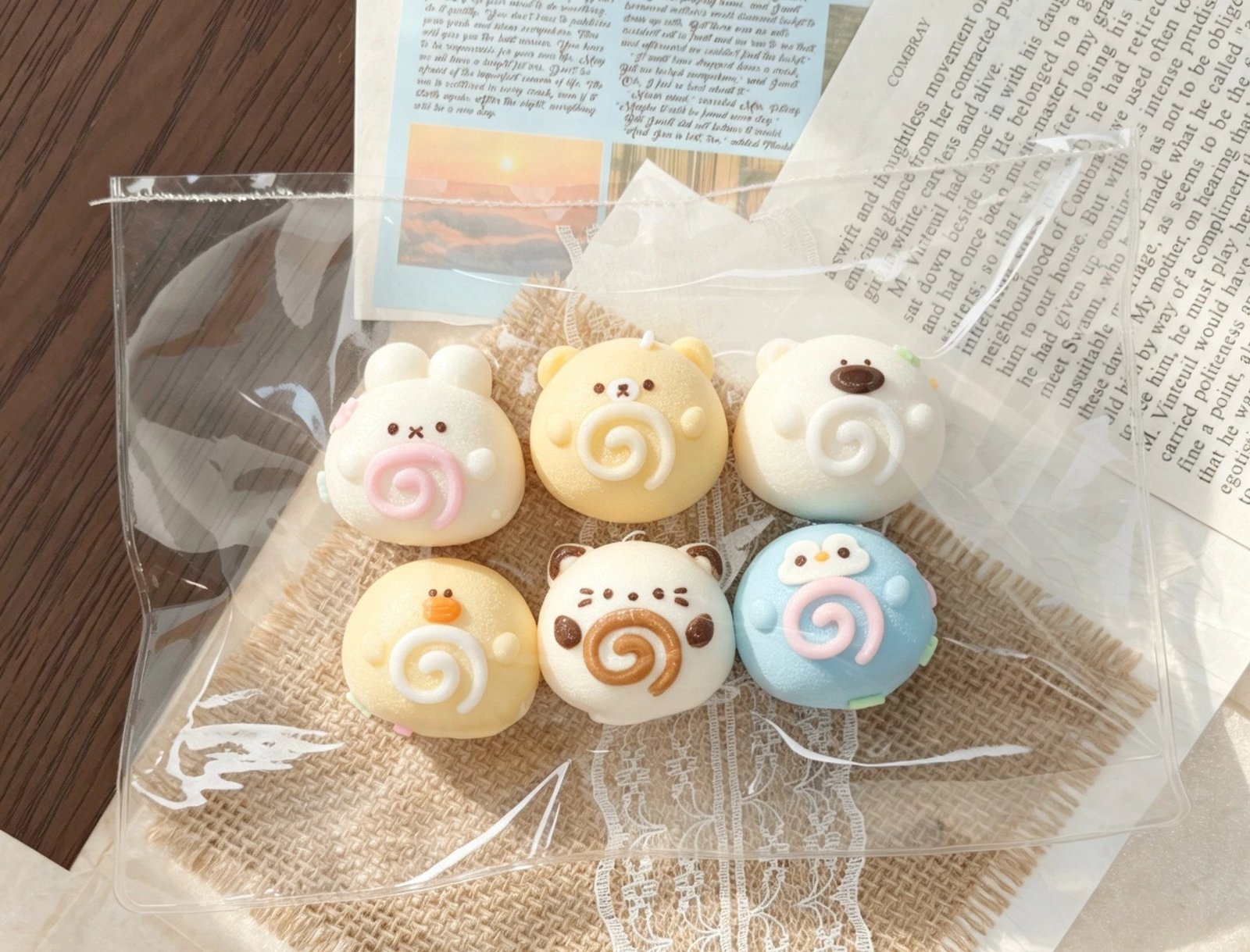 333000 Soft Haze Animal Cream Roll Six-Piece (Watery Texture Series) / 软雾 動物クリームロール6個セット (ウォータリー触感シリーズ)