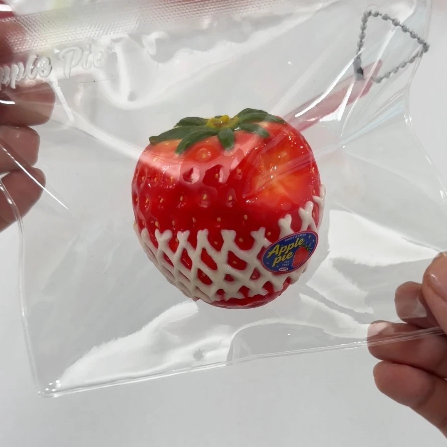 479003 Apple Pie Squishy Bitten Mesh-Wrapped Hongyan Strawberry / 苹果派捏捏 咬一口网兜红颜草莓