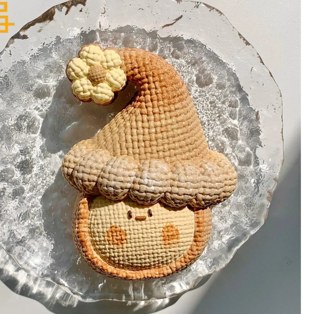 187038 Balloon No Dog Knitted Flower Hat - Coffee Face (Cream Clay Texture Series) / 气球没有狗 咖色脸蛋儿-花花帽子（奶油泥触感系列）