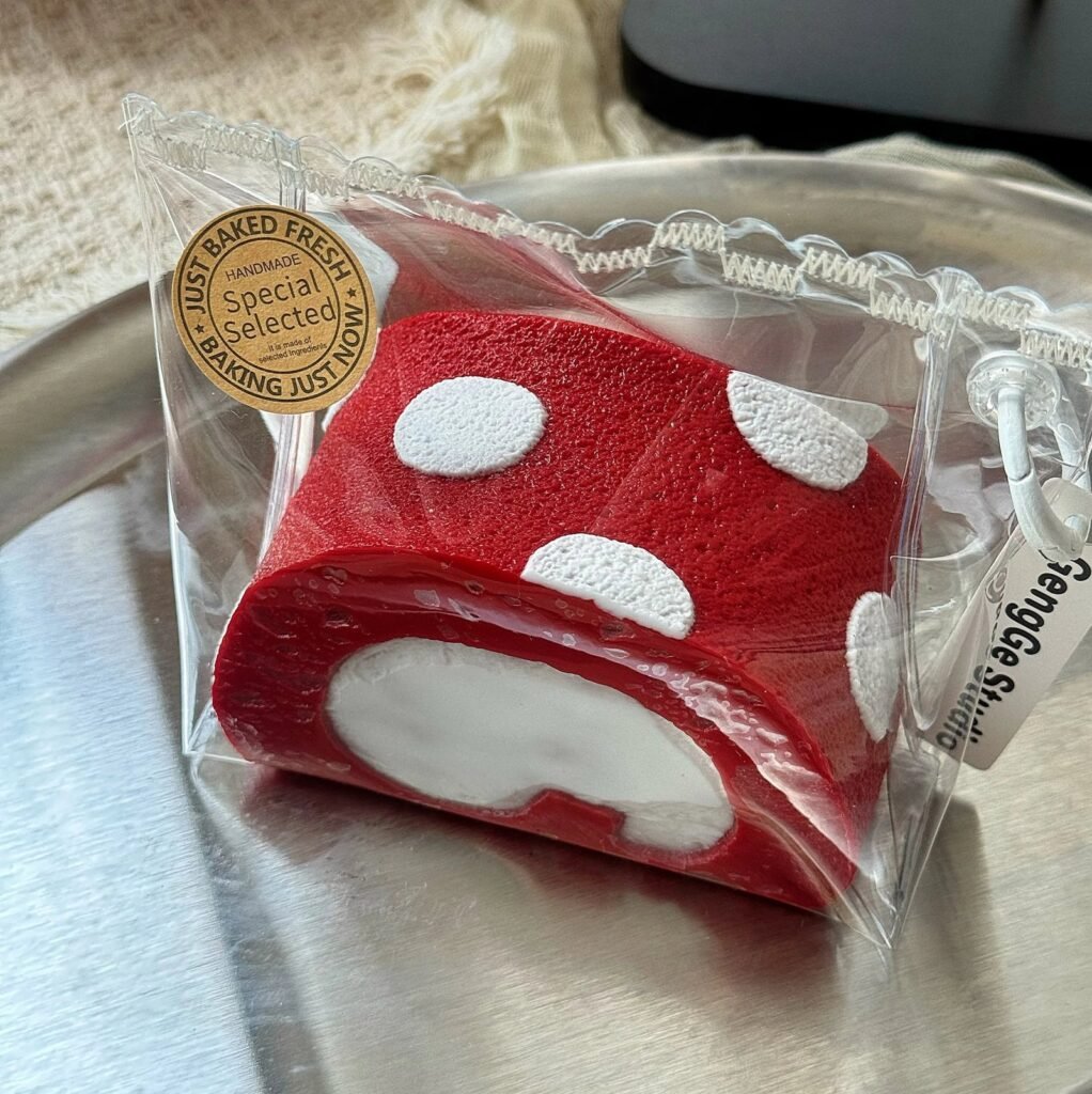 154014 GengGe Studio Polka Dot Swiss Roll - Red Velvet Cream (Thick Cream Clay Texture Series) / GengGe Studio 波点瑞士卷（红丝绒奶油）（厚奶油泥触感系列）