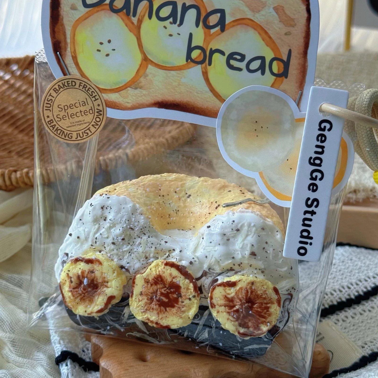 154060 GengGe Studio Half Fruit Jam Bagel - Banana / GengGe Studio 半颗水果酱贝果(香蕉)