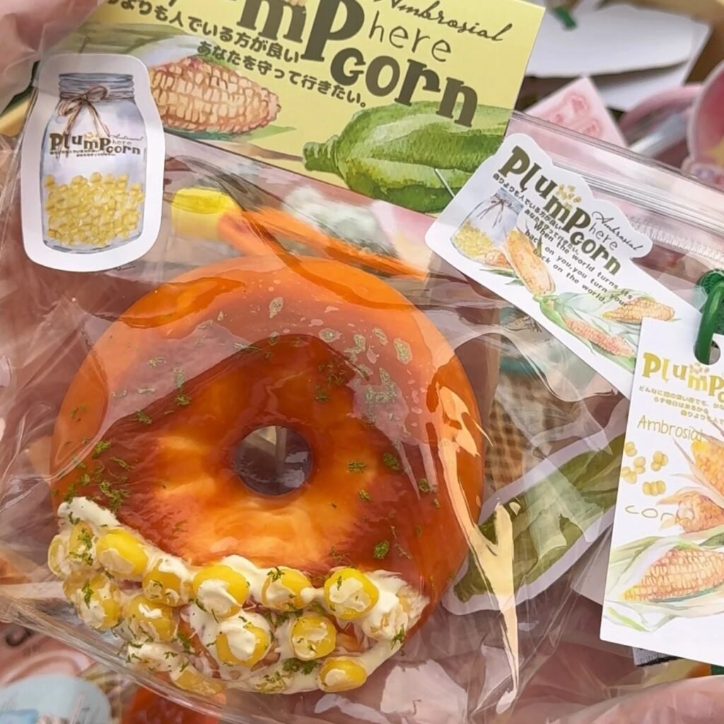 154195 GengGe Studio Bitten Bagel - Corn - Parent and Mini (Thick Cream Clay Texture Series) / GengGe Studio 咬一口贝果(玉米子母款)(厚奶油泥触感系列)