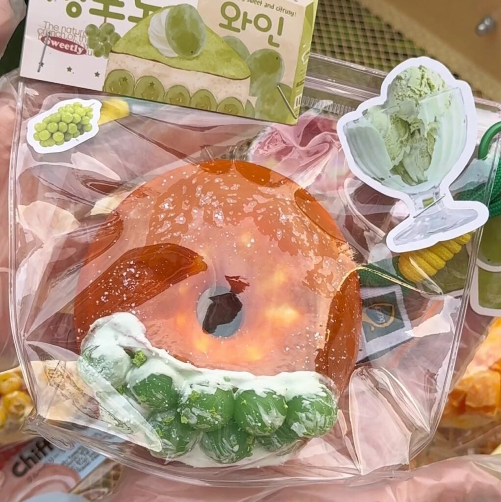 154198 GengGe Studio Bitten Bagel - Green Grape - Parent and Mini (Thick Cream Clay Texture Series) / GengGe Studio 咬一口贝果(青提子母款)(厚奶油泥触感系列)