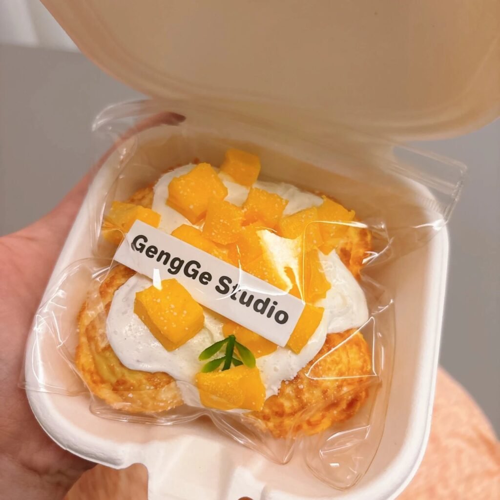 154218 GengGe Studio Mango Cream Puff Box (Pure Clay Texture Series) / GengGe Studio 芒果泡芙盒子(纯泥触感系列)