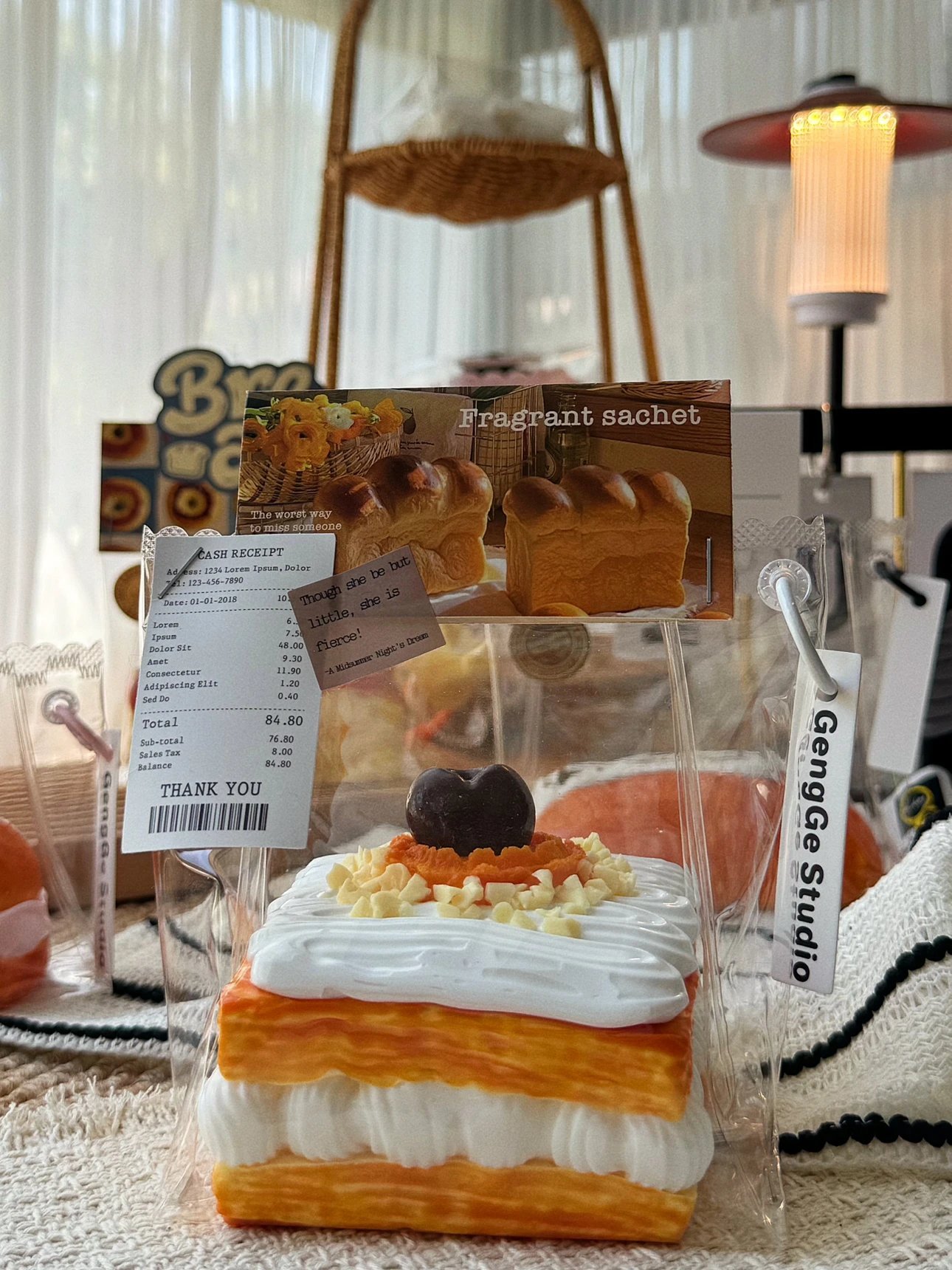 154219 GengGe Studio Cherry Napoleon Cake (Thick Cream Clay Texture Series) / GengGe Studio 樱桃拿破仑(厚奶油泥触感系列)