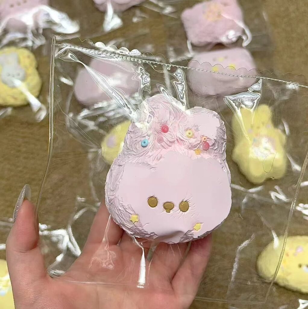 135128 Ohmo Nienie Pink Fluffy Bunny Head (Cream Paste Texture Series) / ohmo捏捏 粉色毛绒兔头(乳膏感触感系列)