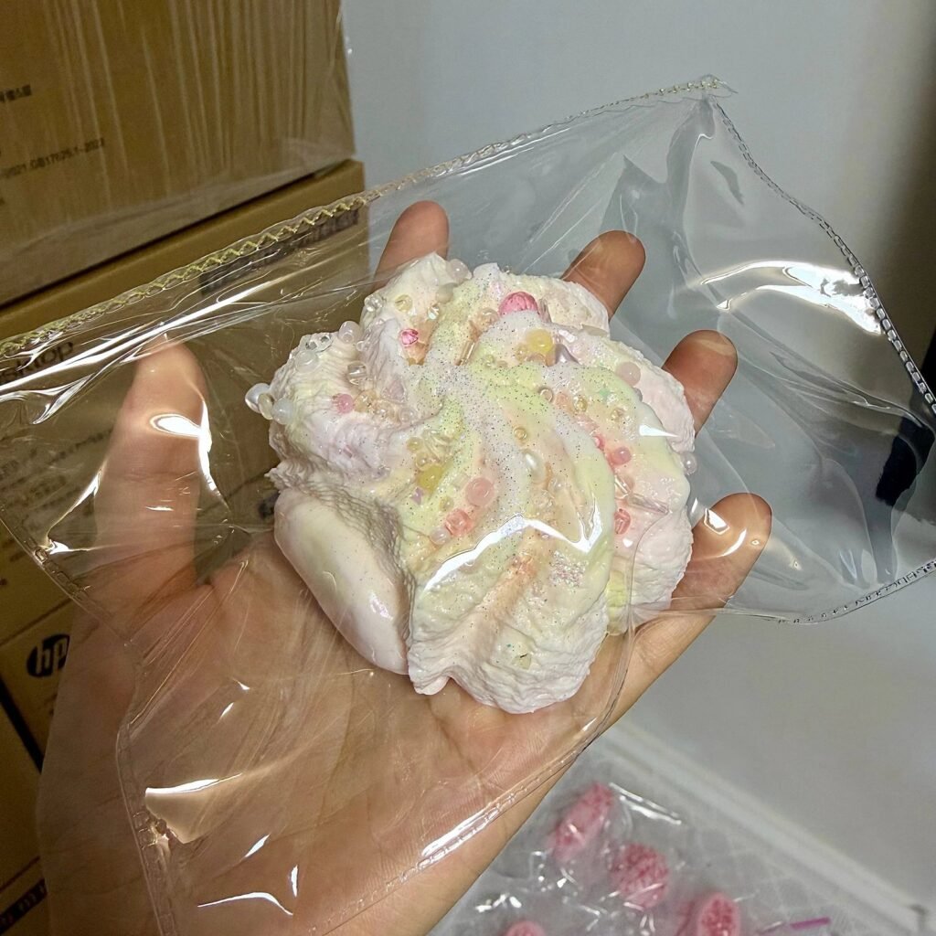 529025 Pearl Mermaid Pink Yellow Lava Cream Puff - Cosmetic Imperfection (Ultra-Soft Watery Clay Texture Series) / 珍珠美人鱼 粉黄色爆浆泡芙·外观瑕疵（变态软偏水泥感触感系列）