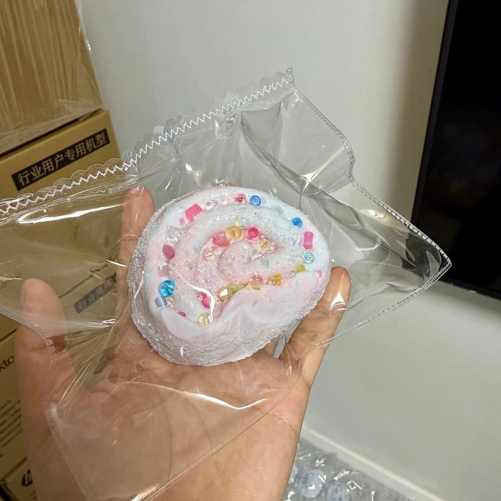 529035 Pearl Mermaid Pink Blue Confetti Swiss Roll - Cosmetic Imperfection (Ultra-Soft Watery Clay Texture Series) / 珍珠美人鱼 粉蓝彩豆瑞士卷·外观瑕疵（变态软偏水泥感触感系列）