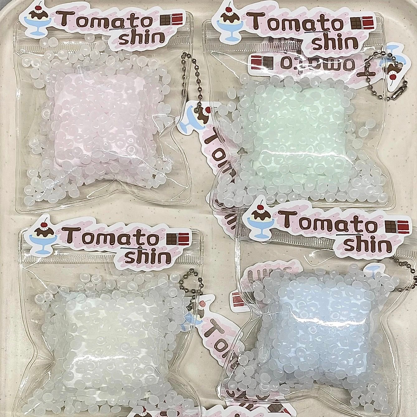 525019 Tomato Pipi Rice Grain Candy - Pink Duo (Thick Cream Clay Texture Series) / 番茄皮皮 米粒二连四连·粉色二连(厚奶油泥触感系列)